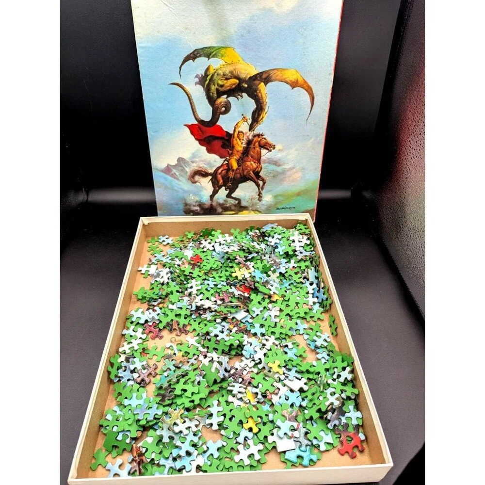 Waddingtons Fantasie Puzzle Flying Serpent By Boris Vallejo 750 Pieces Vintage 1